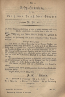 Gesetz-Sammlung für die Königlichen Preußischen Staaten. 1869, Nr. 28 (9 April)