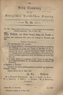 Gesetz-Sammlung für die Königlichen Preußischen Staaten. 1869, Nr. 32 (28 April)