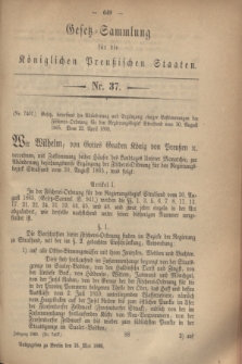 Gesetz-Sammlung für die Königlichen Preußischen Staaten. 1869, Nr. 37 (15 Mai)