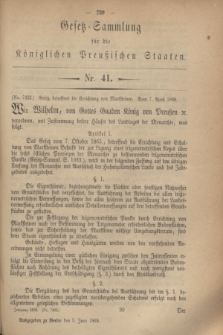 Gesetz-Sammlung für die Königlichen Preußischen Staaten. 1869, Nr. 41 (5 Juni)