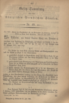 Gesetz-Sammlung für die Königlichen Preußischen Staaten. 1869, Nr. 49 (21 Juli)