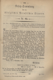 Gesetz-Sammlung für die Königlichen Preußischen Staaten. 1869, Nr. 62 (22 Oktober)