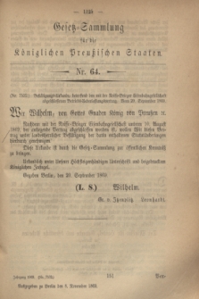 Gesetz-Sammlung für die Königlichen Preußischen Staaten. 1869, Nr. 64 (8 November)