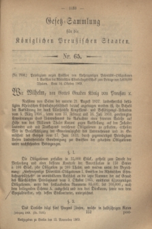 Gesetz-Sammlung für die Königlichen Preußischen Staaten. 1869, Nr. 65 (13 November)