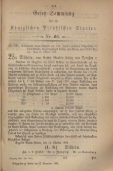 Gesetz-Sammlung für die Königlichen Preußischen Staaten. 1869, Nr. 66 (22 November)