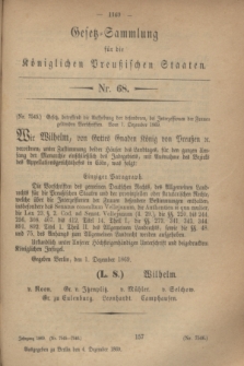 Gesetz-Sammlung für die Königlichen Preußischen Staaten. 1869, Nr. 68 (4 Dezember)