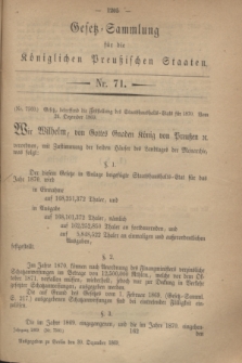 Gesetz-Sammlung für die Königlichen Preußischen Staaten. 1869, Nr. 71 (30 Dezember) + dod.