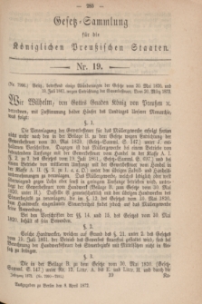 Gesetz-Sammlung für die Königlichen Preußischen Staaten. 1872, Nr. 19 (8 April)