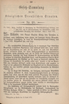 Gesetz-Sammlung für die Königlichen Preußischen Staaten. 1872, Nr. 21 (13 April)