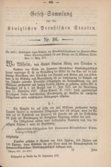 Gesetz-Sammlung für die Königlichen Preußischen Staaten. 1872, Nr. 36 (24 September)