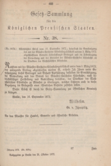 Gesetz-Sammlung für die Königlichen Preußischen Staaten. 1872, Nr. 38 (21 Oktober)