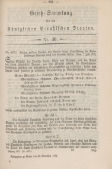 Gesetz-Sammlung für die Königlichen Preußischen Staaten. 1872, Nr. 40 (20 November) + wkładka