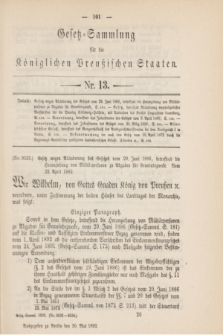 Gesetz-Sammlung für die Königlichen Preußischen Staaten. 1892, Nr. 13 (30 Mai)