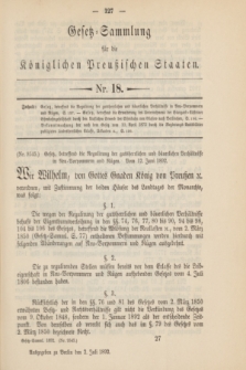 Gesetz-Sammlung für die Königlichen Preußischen Staaten. 1892, Nr. 18 (2 Juli)