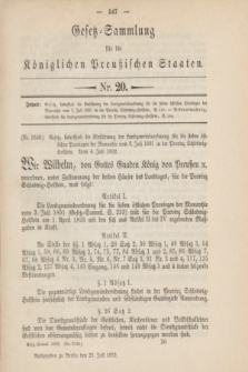 Gesetz-Sammlung für die Königlichen Preußischen Staaten. 1892, Nr. 20 (21 Juli) + dod.