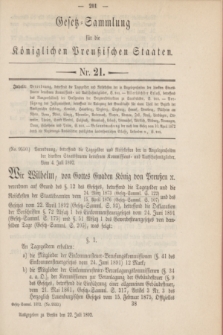 Gesetz-Sammlung für die Königlichen Preußischen Staaten. 1892, Nr. 21 (22 Juli)