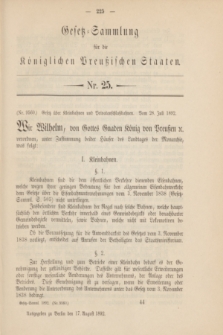 Gesetz-Sammlung für die Königlichen Preußischen Staaten. 1892, Nr. 25 (17 August)