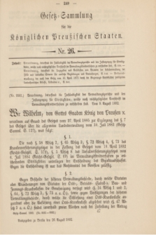 Gesetz-Sammlung für die Königlichen Preußischen Staaten. 1892, Nr. 26 (26 August)