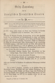 Gesetz-Sammlung für die Königlichen Preußischen Staaten. 1892, Nr. 28 (13 September)