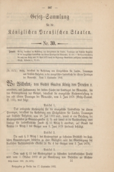 Gesetz-Sammlung für die Königlichen Preußischen Staaten. 1892, Nr. 30 (17 September)