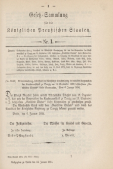 Gesetz-Sammlung für die Königlichen Preußischen Staaten. 1894, Nr. 1 (24 Januar)