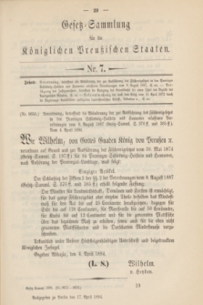 Gesetz-Sammlung für die Königlichen Preußischen Staaten. 1894, Nr. 7 (17 April)