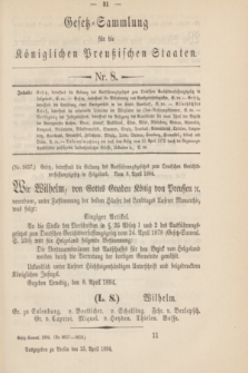 Gesetz-Sammlung für die Königlichen Preußischen Staaten. 1894, Nr. 8 (25 April)