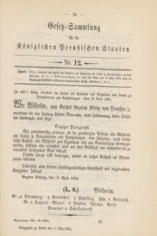 Gesetz-Sammlung für die Königlichen Preußischen Staaten. 1894, Nr. 12 (11 Mai)