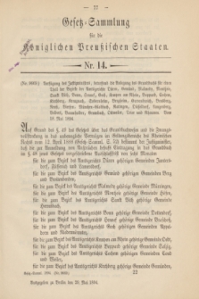 Gesetz-Sammlung für die Königlichen Preußischen Staaten. 1894, Nr. 14 (29 Mai)