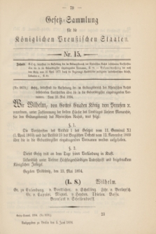 Gesetz-Sammlung für die Königlichen Preußischen Staaten. 1894, Nr. 15 (5 Juni)