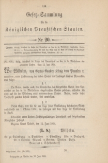 Gesetz-Sammlung für die Königlichen Preußischen Staaten. 1894, Nr. 20 (26 Juni)