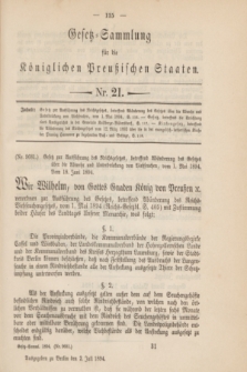 Gesetz-Sammlung für die Königlichen Preußischen Staaten. 1894, Nr. 21 (2 Juli)