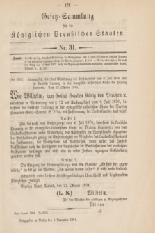 Gesetz-Sammlung für die Königlichen Preußischen Staaten. 1894, Nr. 31 (1 November)