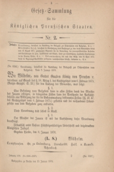 Gesetz-Sammlung für die Königlichen Preußischen Staaten. 1876, Nr. 2 (19 Januar)