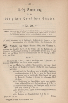 Gesetz-Sammlung für die Königlichen Preußischen Staaten. 1876, Nr. 29 (30 September)