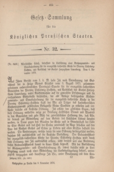 Gesetz-Sammlung für die Königlichen Preußischen Staaten. 1876, Nr. 32 (8 November)