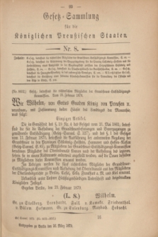 Gesetz-Sammlung für die Königlichen Preußischen Staaten. 1879, Nr. 8 (26 März)
