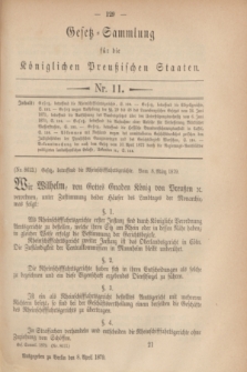 Gesetz-Sammlung für die Königlichen Preußischen Staaten. 1879, Nr. 11 (8 April)