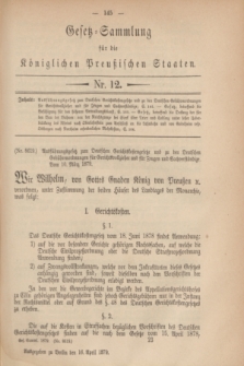 Gesetz-Sammlung für die Königlichen Preußischen Staaten. 1879, Nr. 12 (16 April)