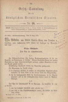 Gesetz-Sammlung für die Königlichen Preußischen Staaten. 1879, Nr. 20 (12 Mai)