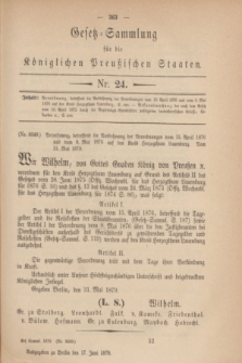 Gesetz-Sammlung für die Königlichen Preußischen Staaten. 1879, Nr. 24 (17 Juni)