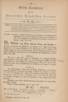 Gesetz-Sammlung für die Königlichen Preußischen Staaten. 1879, Nr. 25 (18 Juni)