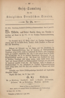 Gesetz-Sammlung für die Königlichen Preußischen Staaten. 1879, Nr. 28 (2 Juli)