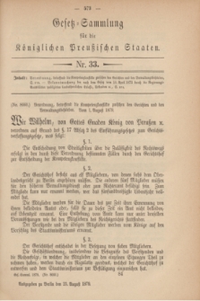 Gesetz-Sammlung für die Königlichen Preußischen Staaten. 1879, Nr. 33 (23 August)