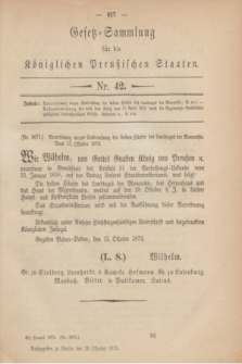 Gesetz-Sammlung für die Königlichen Preußischen Staaten. 1879, Nr. 42 (19 Oktober)