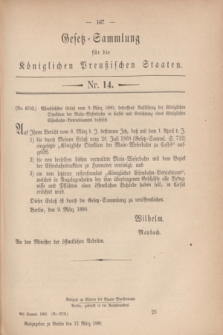 Gesetz-Sammlung für die Königlichen Preußischen Staaten. 1880, Nr. 14 (12 März)