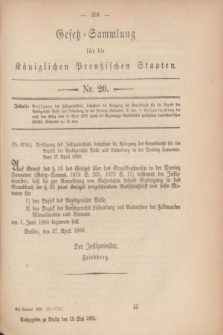 Gesetz-Sammlung für die Königlichen Preußischen Staaten. 1880, Nr. 20 (18 Mai)