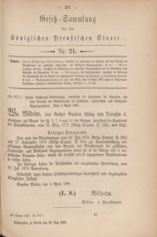 Gesetz-Sammlung für die Königlichen Preußischen Staaten. 1880, Nr. 21 (28 Mai)