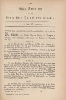 Gesetz-Sammlung für die Königlichen Preußischen Staaten. 1880, Nr. 27 (21 Juli)