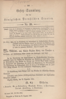 Gesetz-Sammlung für die Königlichen Preußischen Staaten. 1880, Nr. 39 (31 Dezember)